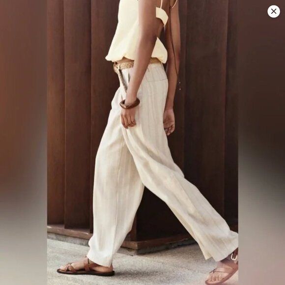 WIDE LEG PANTS WITH STRIPES + BELT - Picture 4 of 6